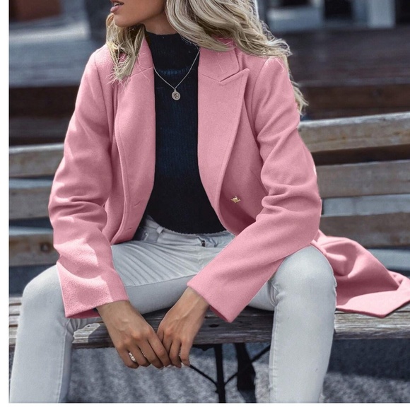 Classic Pink Button up Jacket Coat - Picture 4 of 5